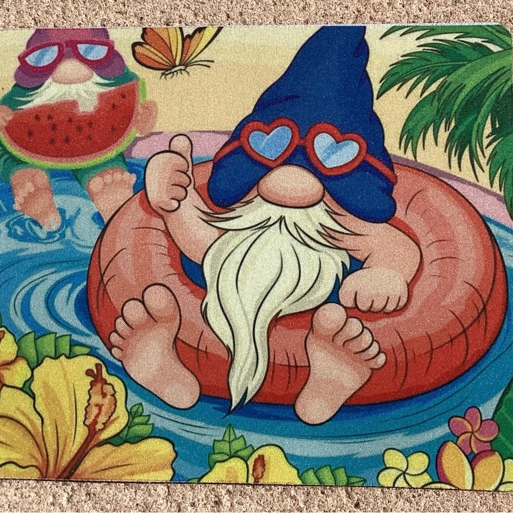 Whimsical Blue and Red Gnome mouse pad
